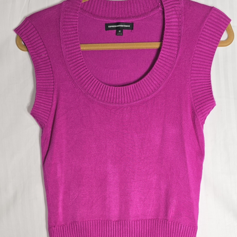 Express Designs Studio Vibrant Pink Knit Top